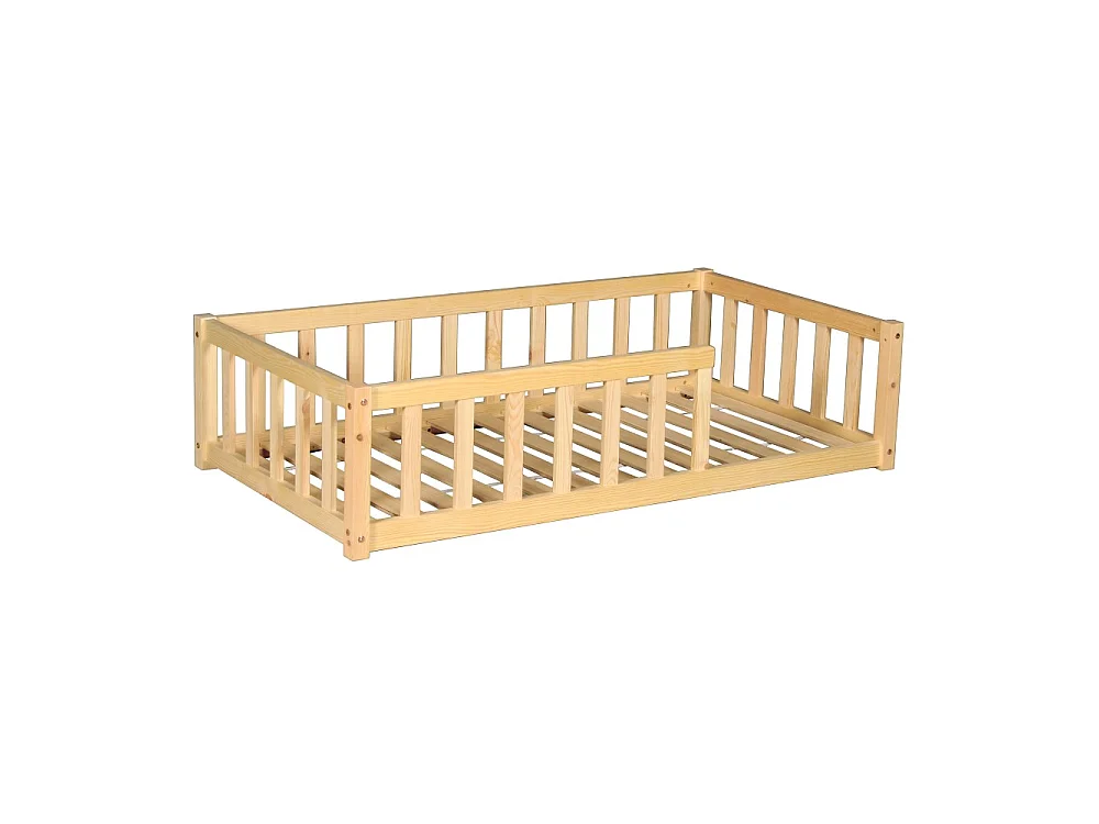 Lit NINO 70x140 + 1 sommier + barrière / Bois clair