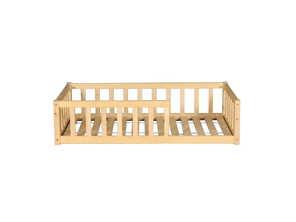 Lit NINO 70x140 + 1 sommier + barrière / Bois clair