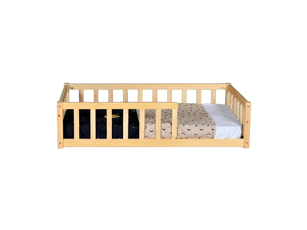 Lit NINO 70x140 + 1 sommier + barrière / Bois clair