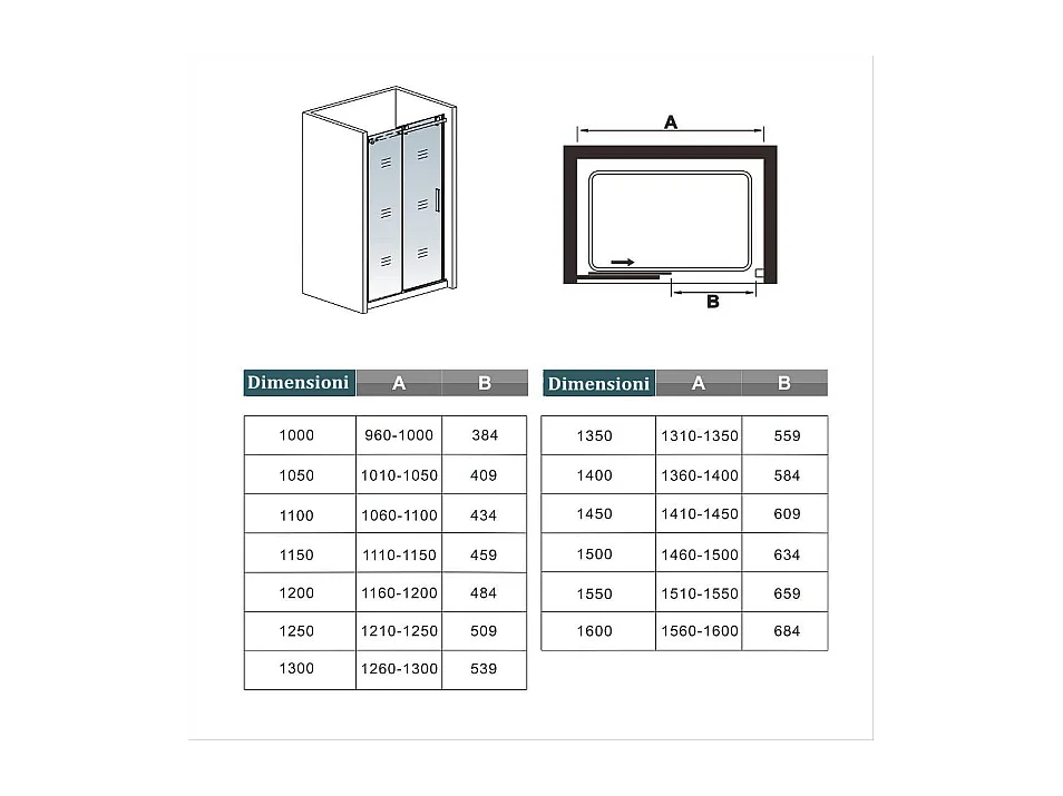 Box Doccia Per Nicchia Porta Scorrevole Ingresso Laterale in Vetro 8mm Temperato Trasparente Anticalcare Telaio Cromato Lucido Finitura Oro 100x195 cm