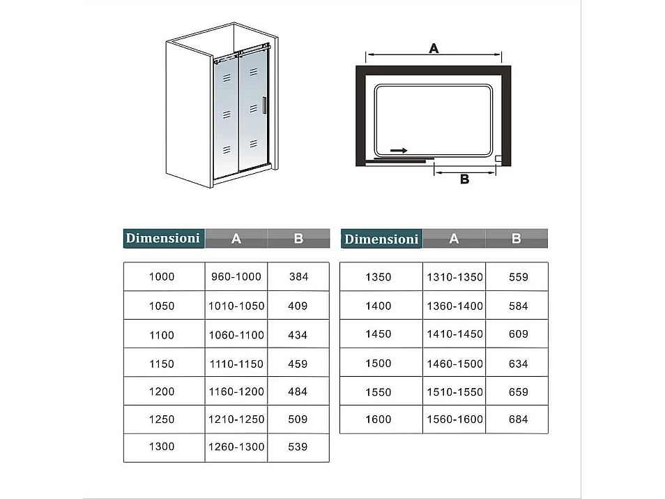 Box Doccia Per Nicchia Porta Scorrevole Ingresso Laterale in Vetro 8mm Temperato Trasparente Anticalcare Telaio Cromato Lucido Finitura Oro 100x195 cm