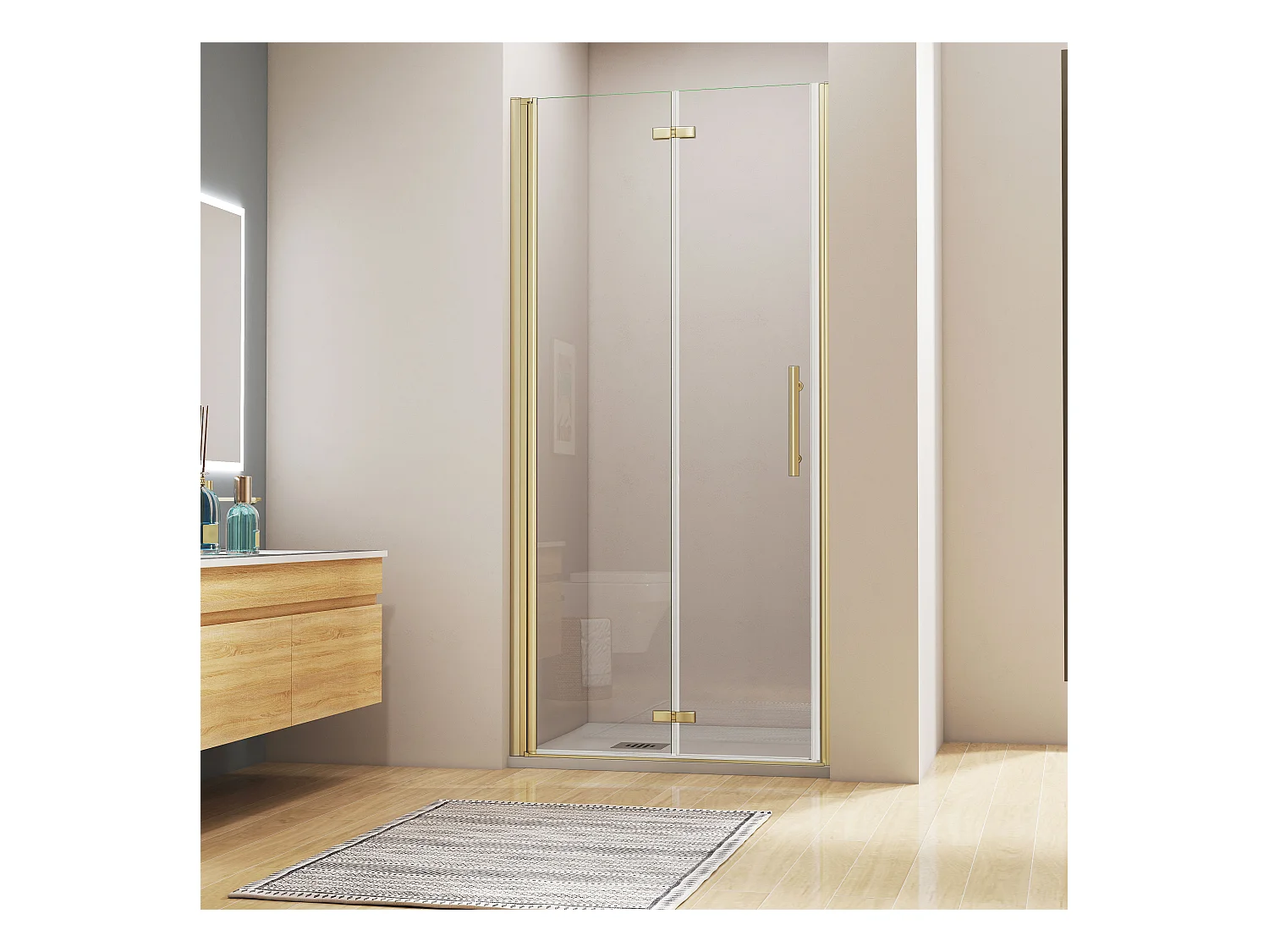 100x195cm 6mm Sicherheitsglas Duschwand Faltwand Duschkabine Duschtür Scharniertür