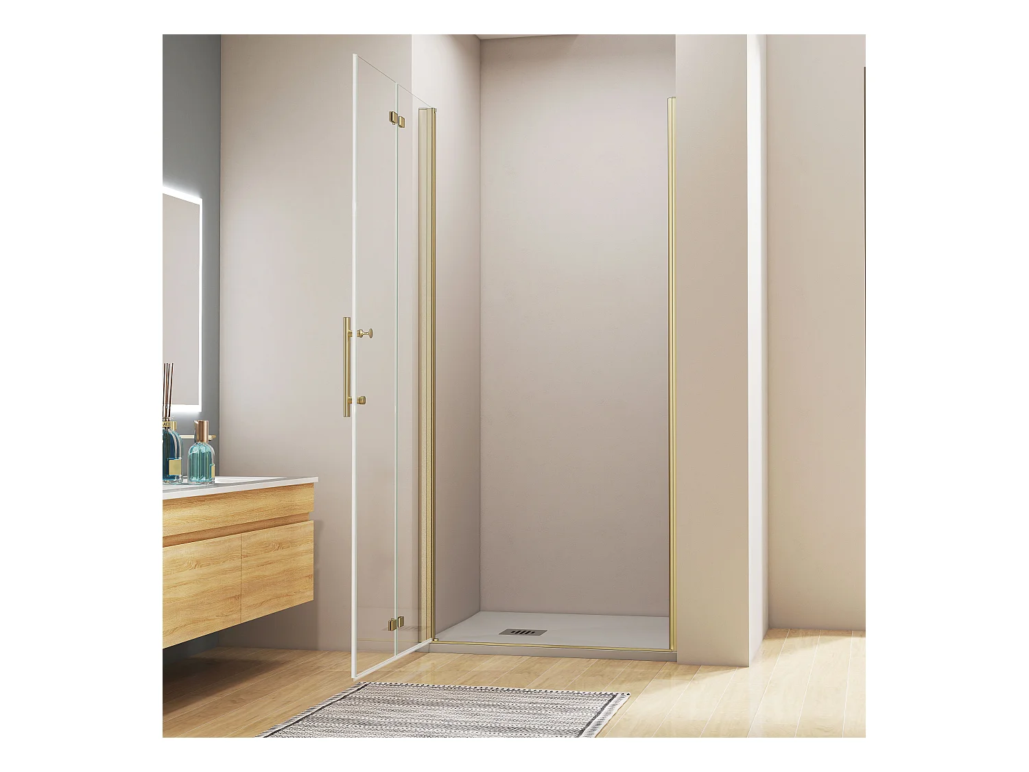 100x195cm 6mm Sicherheitsglas Duschwand Faltwand Duschkabine Duschtür Scharniertür