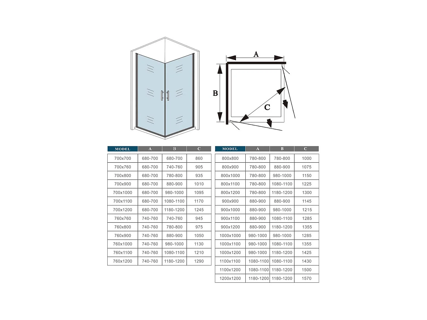90x80x185cm Duschtrennwand Drehtür Glastür Nischentür Duschtür Duschkabine weiß matt