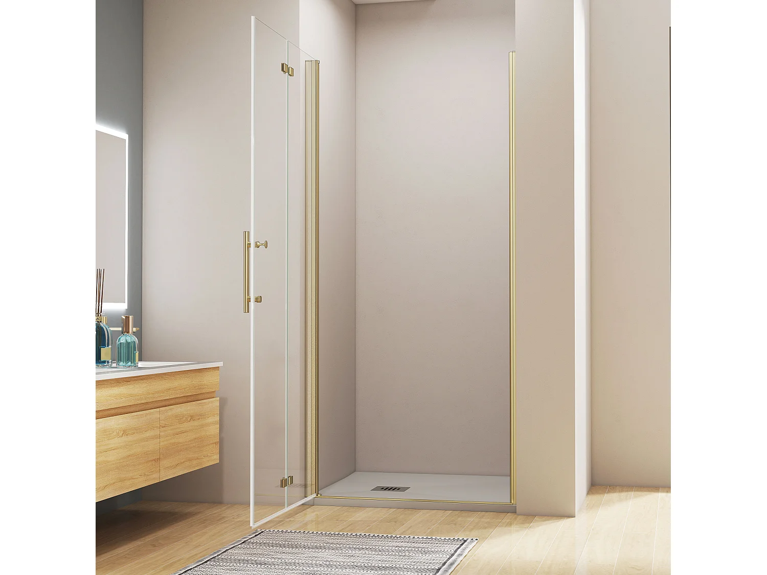 90x195cm 6mm Sicherheitsglas Duschwand Faltwand Duschkabine Duschtür Scharniertür