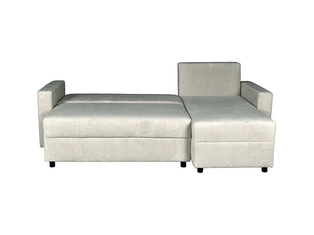 Canapé d'angle convertible et réversible avec coffre THEO en velours côtelé / Gris clair