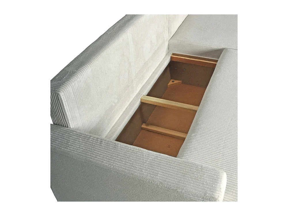 Canapé d'angle convertible et réversible avec coffre THEO en velours côtelé / Gris clair