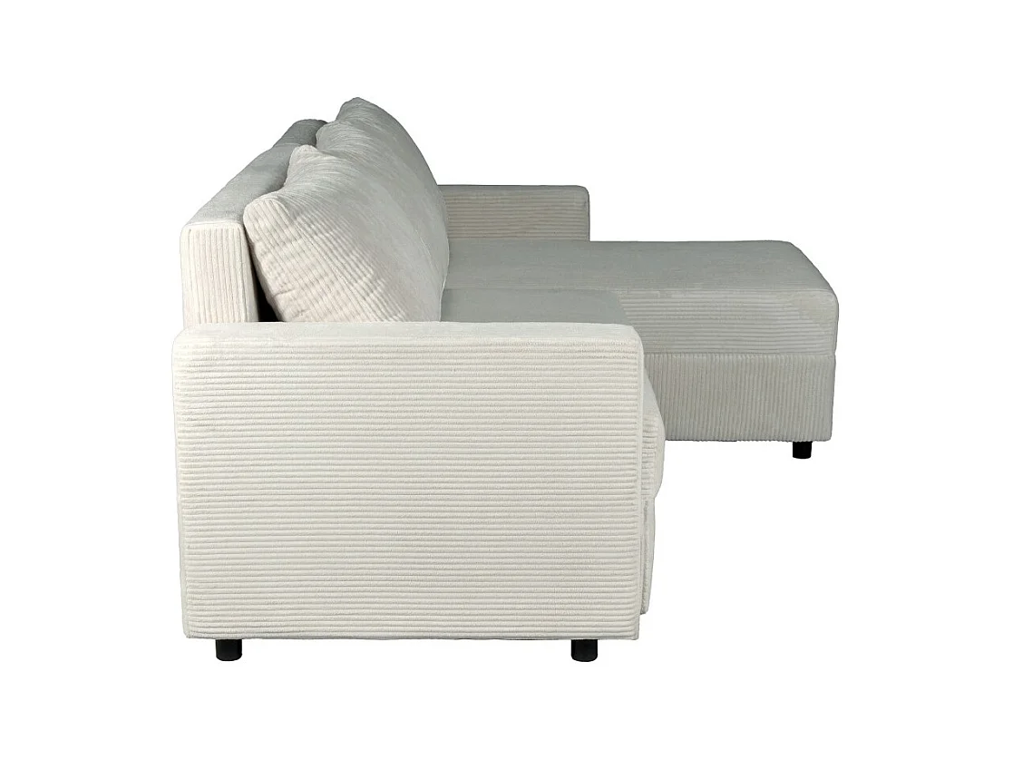 Canapé d'angle convertible et réversible avec coffre THEO en velours côtelé / Gris clair