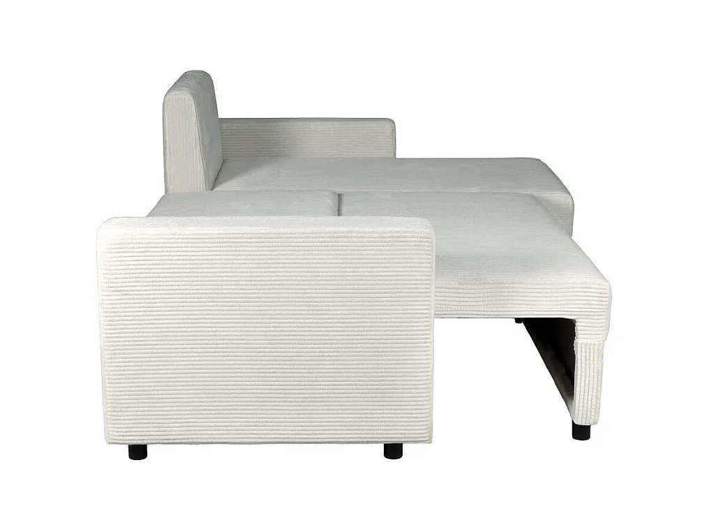 Canapé d'angle convertible et réversible avec coffre THEO en velours côtelé / Gris clair