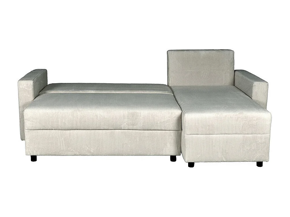 Canapé d'angle convertible et réversible avec coffre THEO en velours côtelé / Gris clair