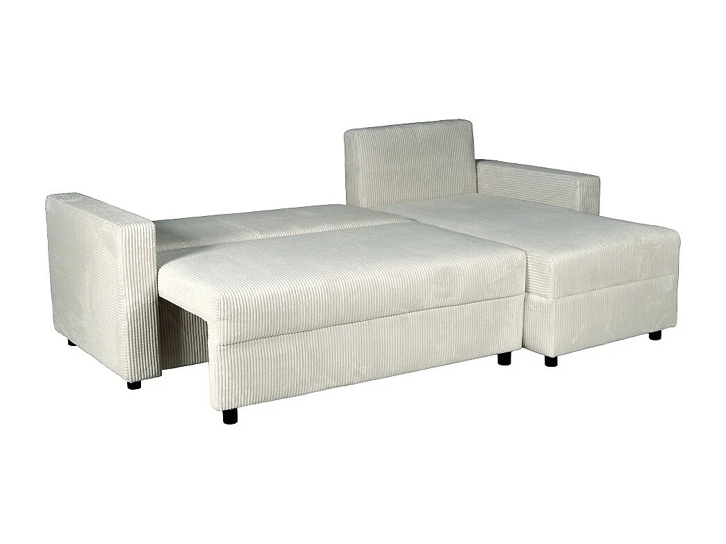 Canapé d'angle convertible et réversible avec coffre THEO en velours côtelé / Gris clair