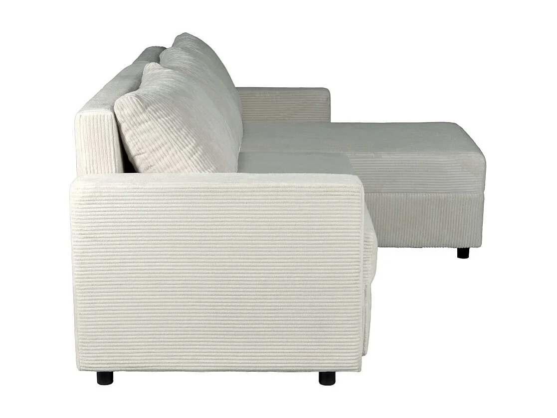 Canapé d'angle convertible et réversible avec coffre THEO en velours côtelé / Gris clair