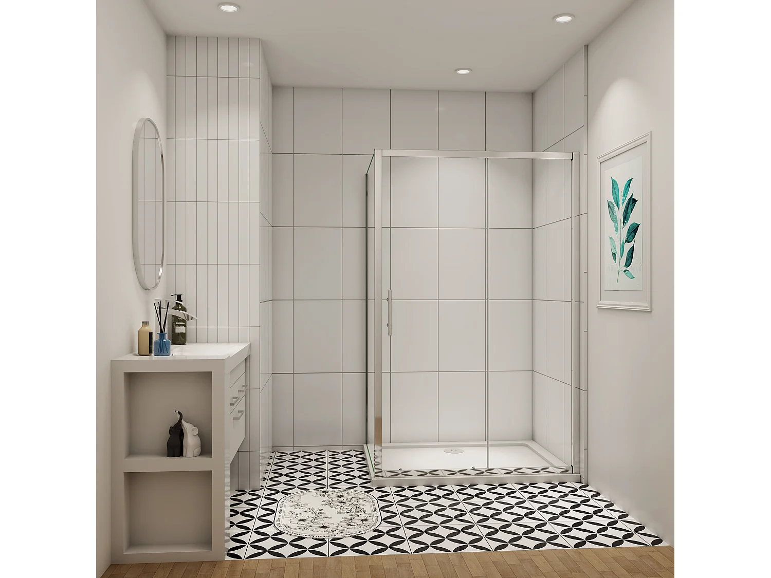 190cm 5mm ESG Sicherheitsglas Schiebetür Duschtür Duschkabine mit Seitenwand