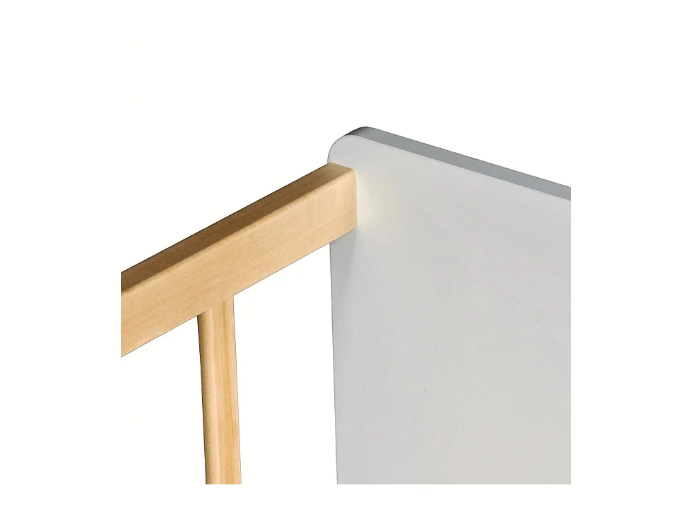 LIT 140x190 PILOU avec sommier / Blanc et naturel