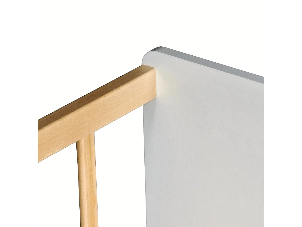 LIT 140x190 PILOU avec sommier / Blanc et naturel