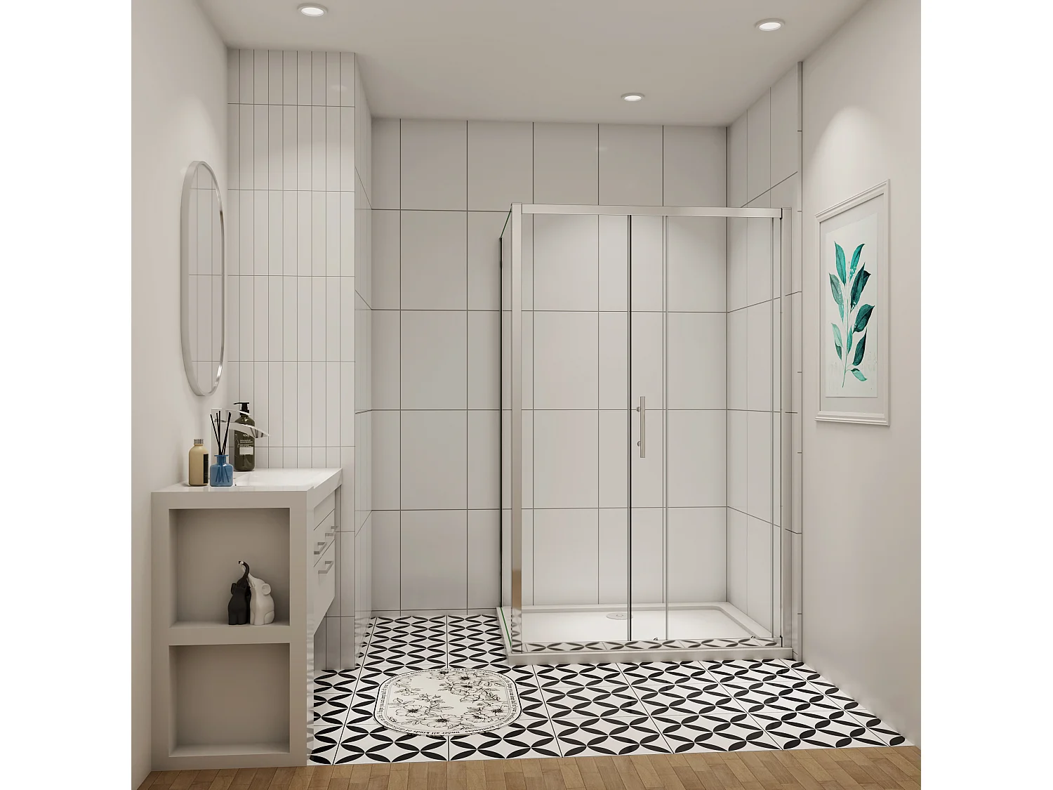 190cm 5mm ESG Sicherheitsglas Schiebetür Duschtür Duschkabine mit Seitenwand