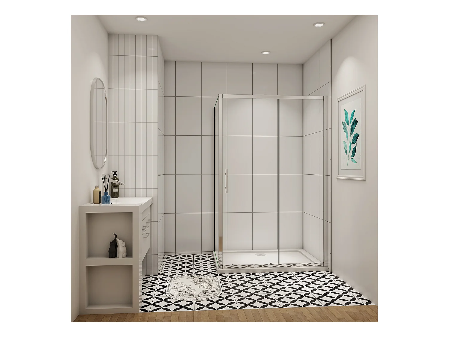 190cm 5mm ESG Sicherheitsglas Schiebetür Duschtür Duschkabine mit Seitenwand