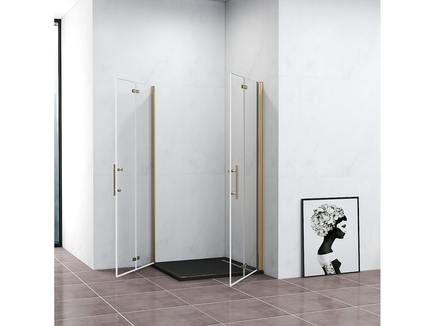 100x195cm 6mm Sicherheitsglas Duschwand Faltwand Duschkabine Duschtür Scharniertür