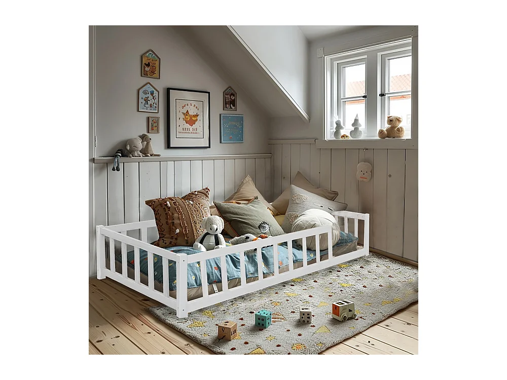 Lit NINO 90x190 avec sommier et matelas / Blanc