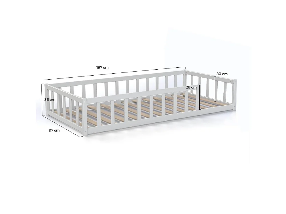 Lit NINO 90x190 avec Matelas IRIS / Blanc