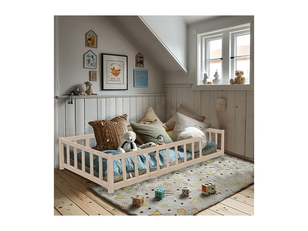 Lit NINO 90x190 avec sommier et matelas / Naturel