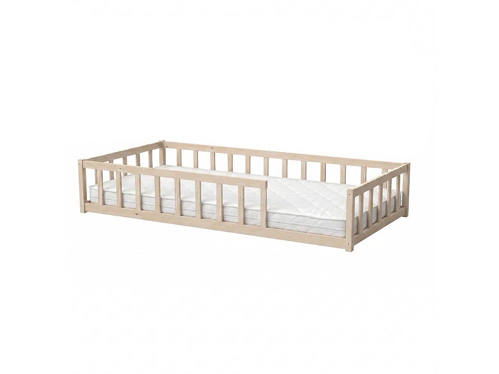 Lit NINO 90x190 avec Matelas et sommier/ Bois clair