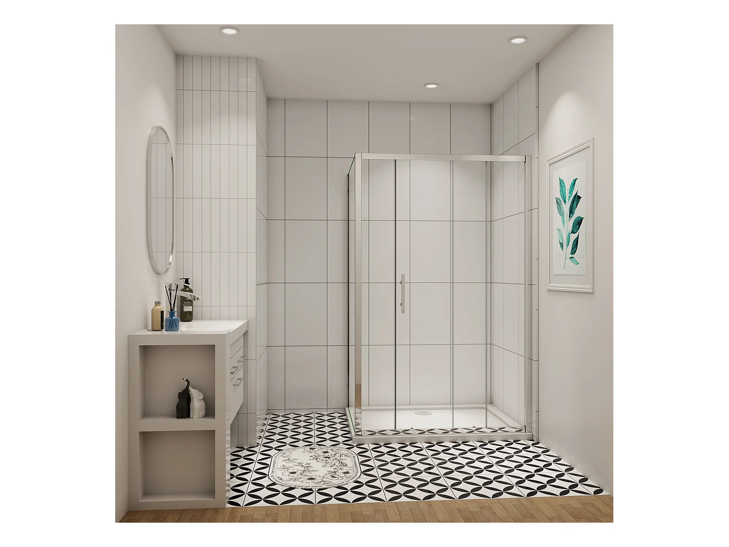 190cm 5mm ESG Sicherheitsglas Schiebetür Duschtür Duschkabine mit Seitenwand