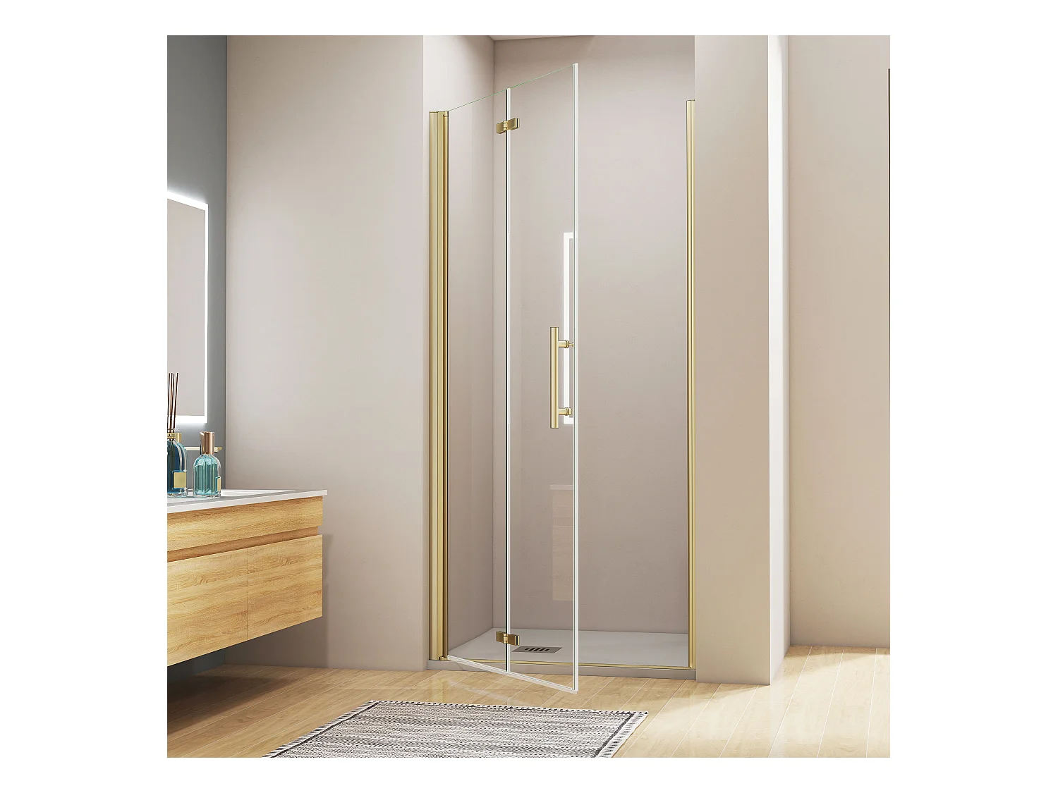 110x195cm 6mm Sicherheitsglas Duschwand Faltwand Duschkabine Duschtür Scharniertür