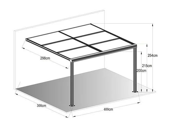 Pergola adossée en aluminium avec toit coulissant - 12 m² - blanc - IZEDA