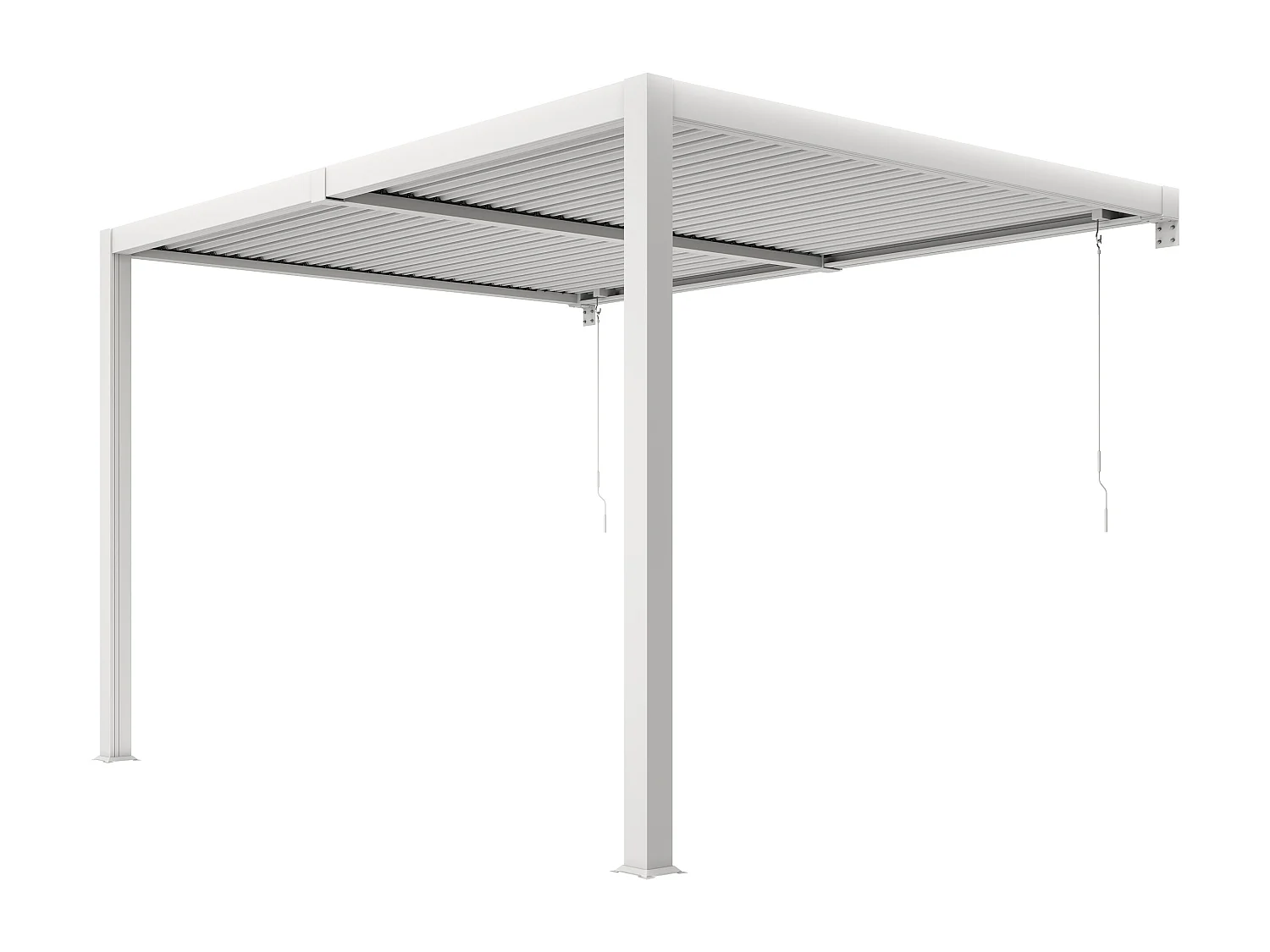 Pergola adossée bioclimatique en aluminium avec lames orientables 12 m² - Blanc - SERADO