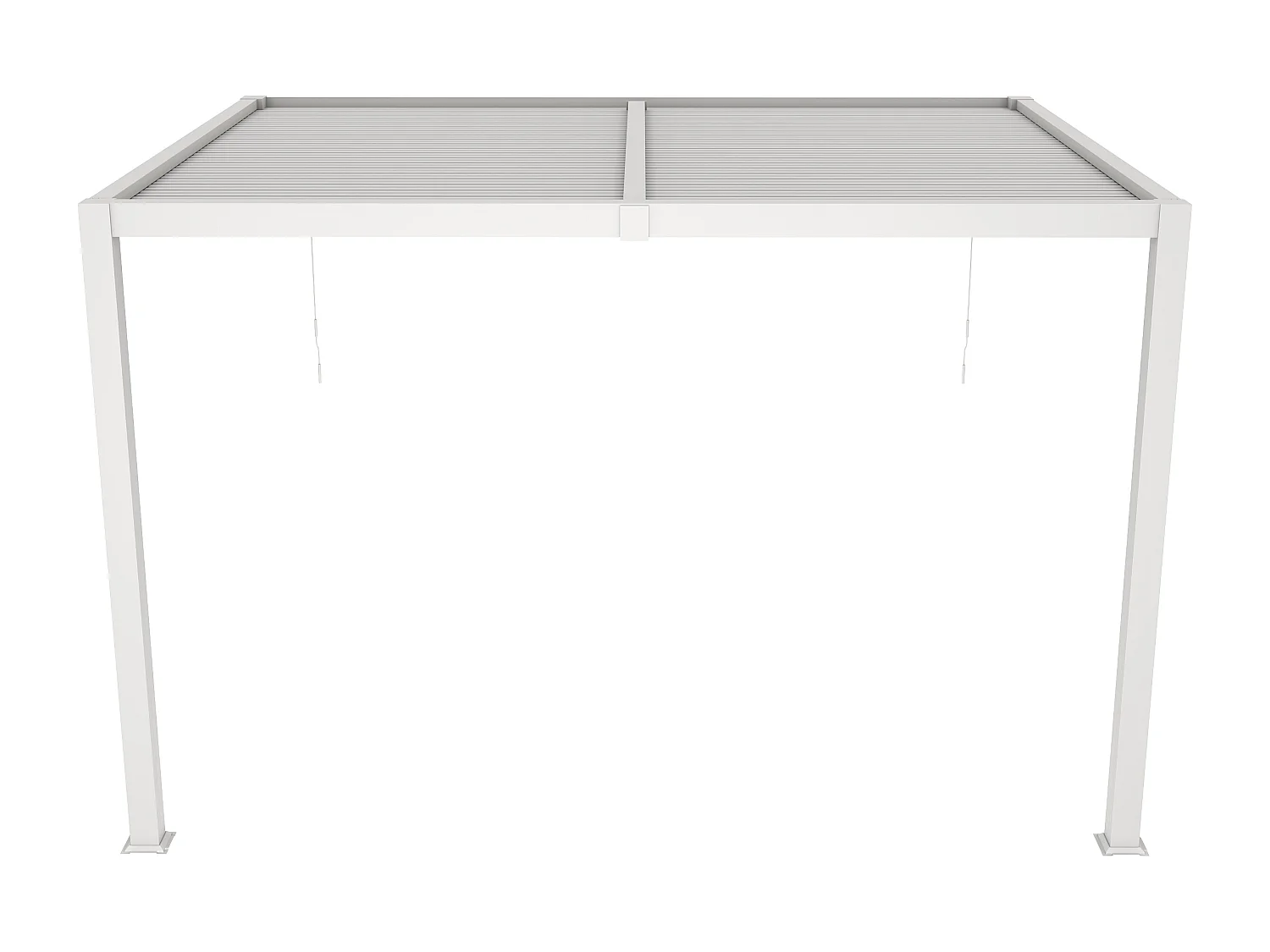 Pergola adossée bioclimatique en aluminium avec lames orientables 12 m² - Blanc - SERADO