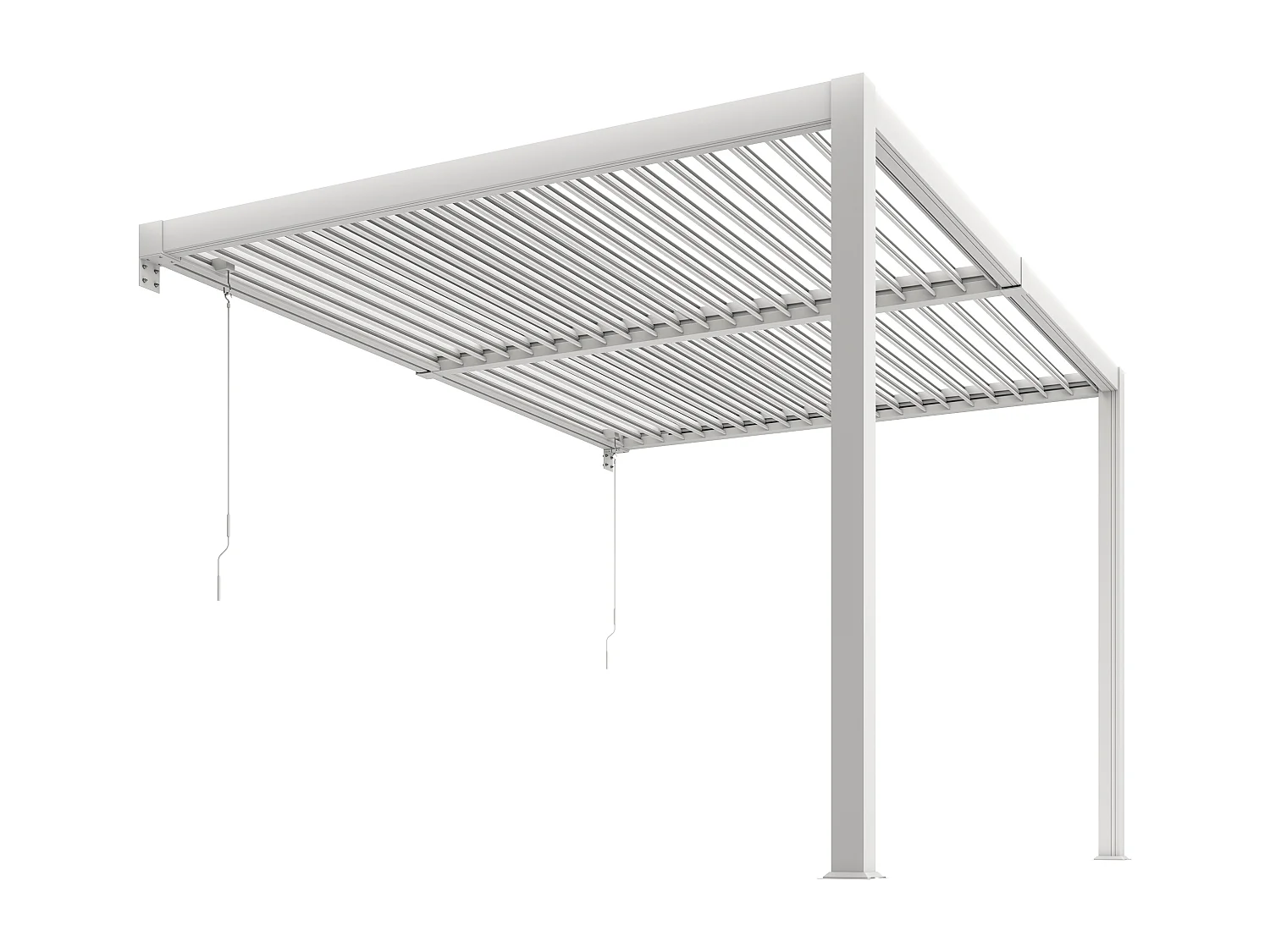 Pergola adossée bioclimatique en aluminium avec lames orientables 12 m² - Blanc - SERADO