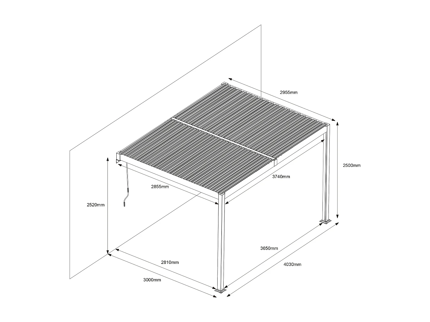 Pergola adossée bioclimatique en aluminium avec lames orientables 12 m² - Blanc - SERADO