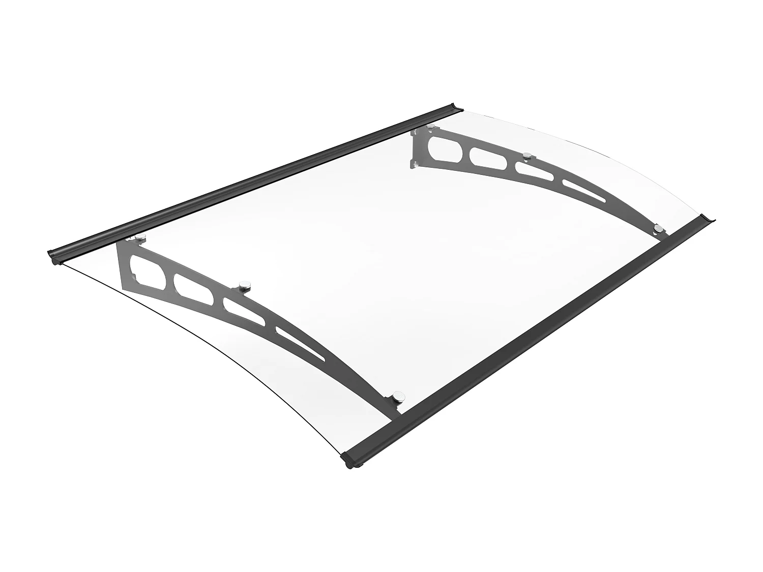 Auvent de porte en aluminium 150 x 90 cm courbé - noir - NEONA