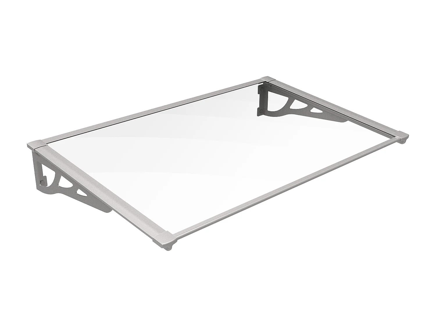 Auvent de porte en aluminium 150 x 90 cm incliné argenté KEPLER