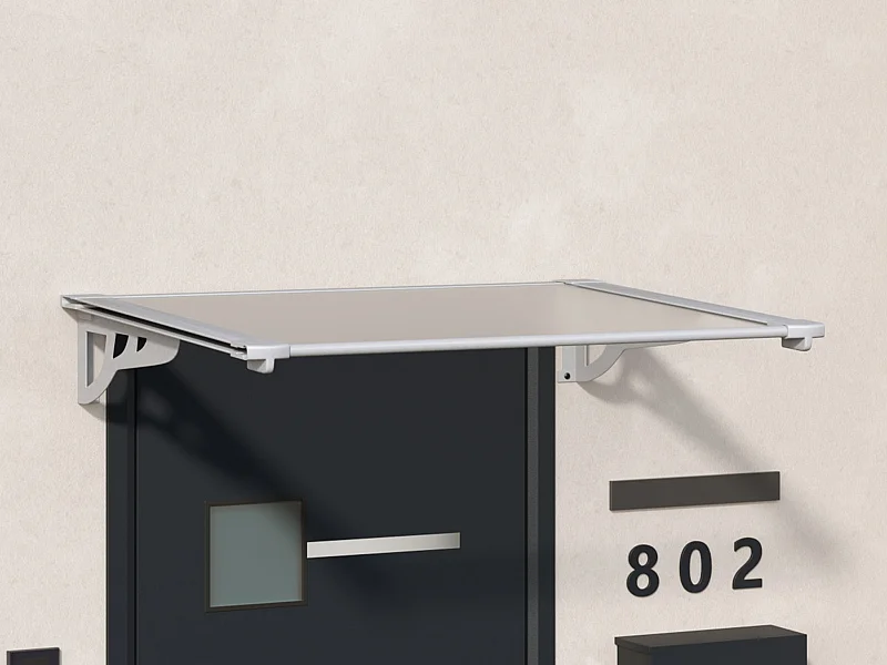 Auvent de porte en aluminium 150 x 90 cm incliné argenté KEPLER