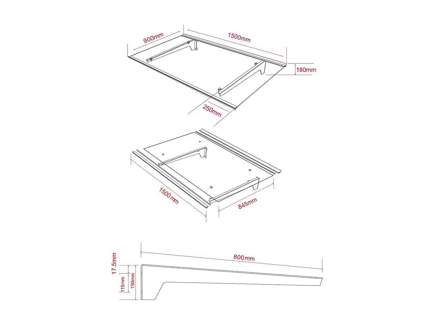 Auvent de porte en aluminium L150 x l90 cm incliné - anthracite - DALEPO