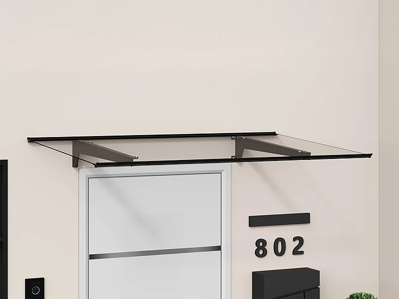 Auvent de porte en aluminium L150 x l90 cm incliné - anthracite - DALEPO