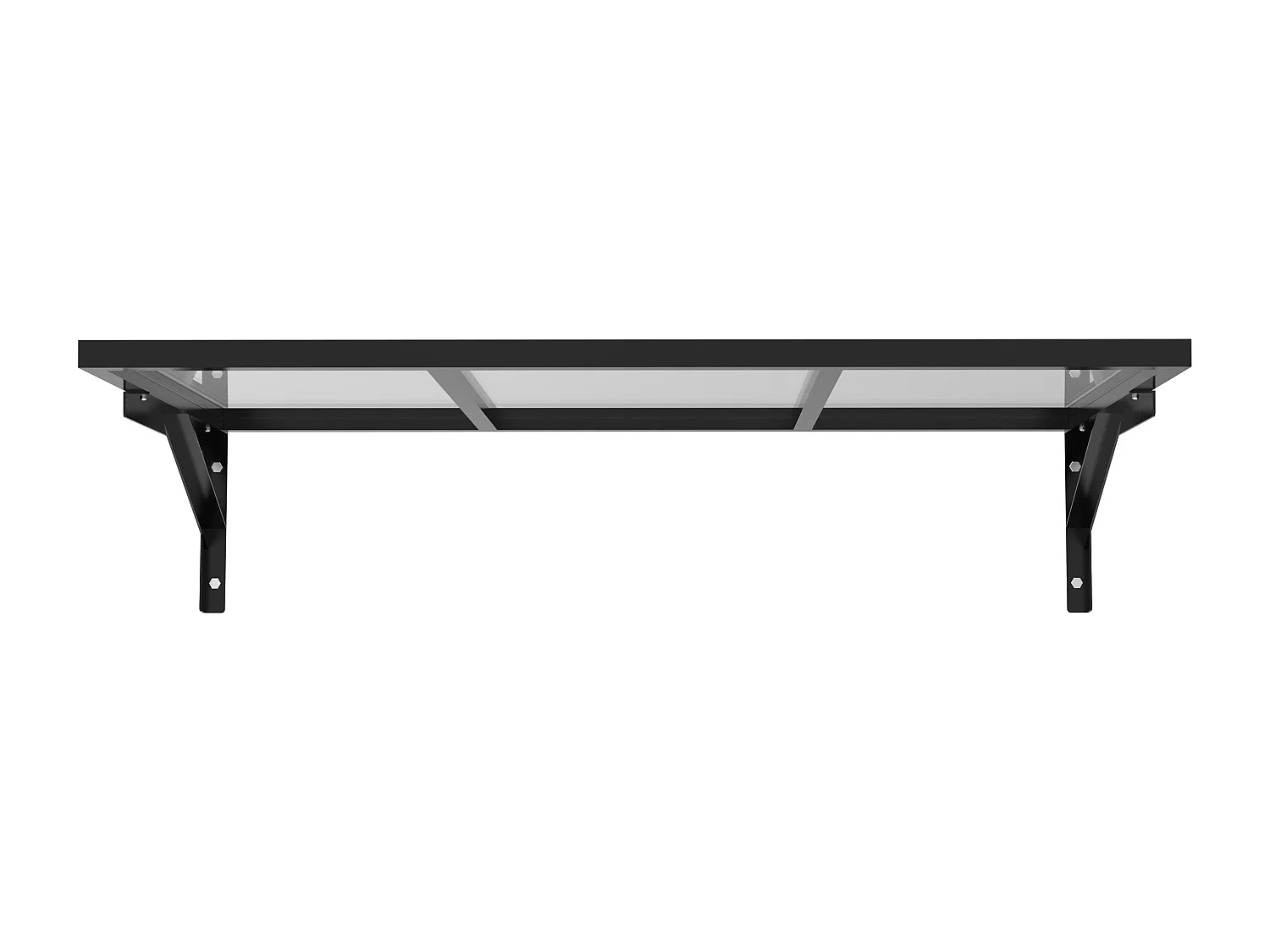 Auvent de porte en aluminium et acier L120 x l80 cm incliné noir - PELARU