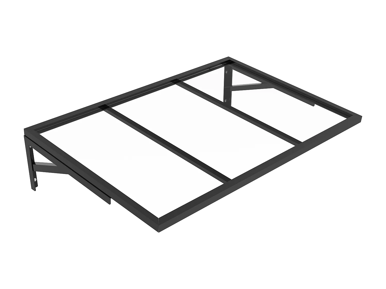 Auvent de porte en aluminium et acier L120 x l80 cm incliné noir - PELARU