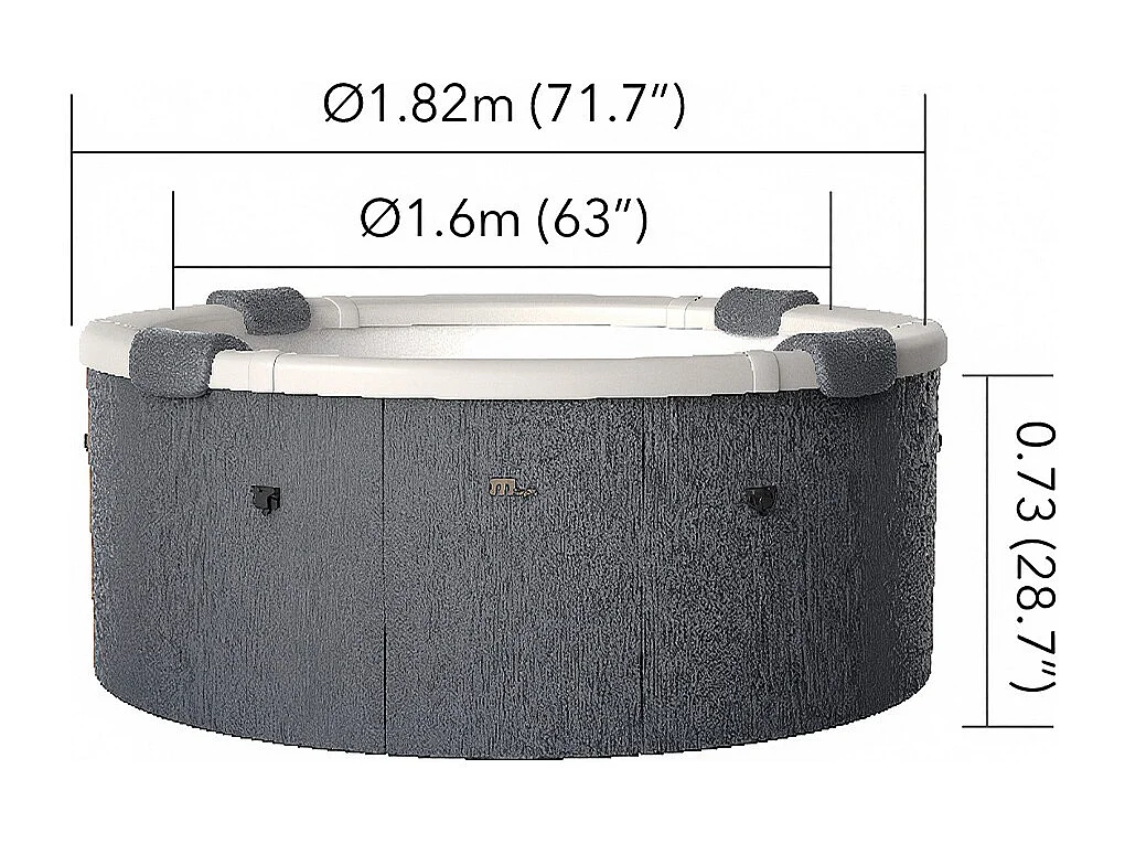 Spa semi-rigide rond MSpa 6 places gris avec accessoires - 138 jets - D182 cm x H70 cm - LAPEKA