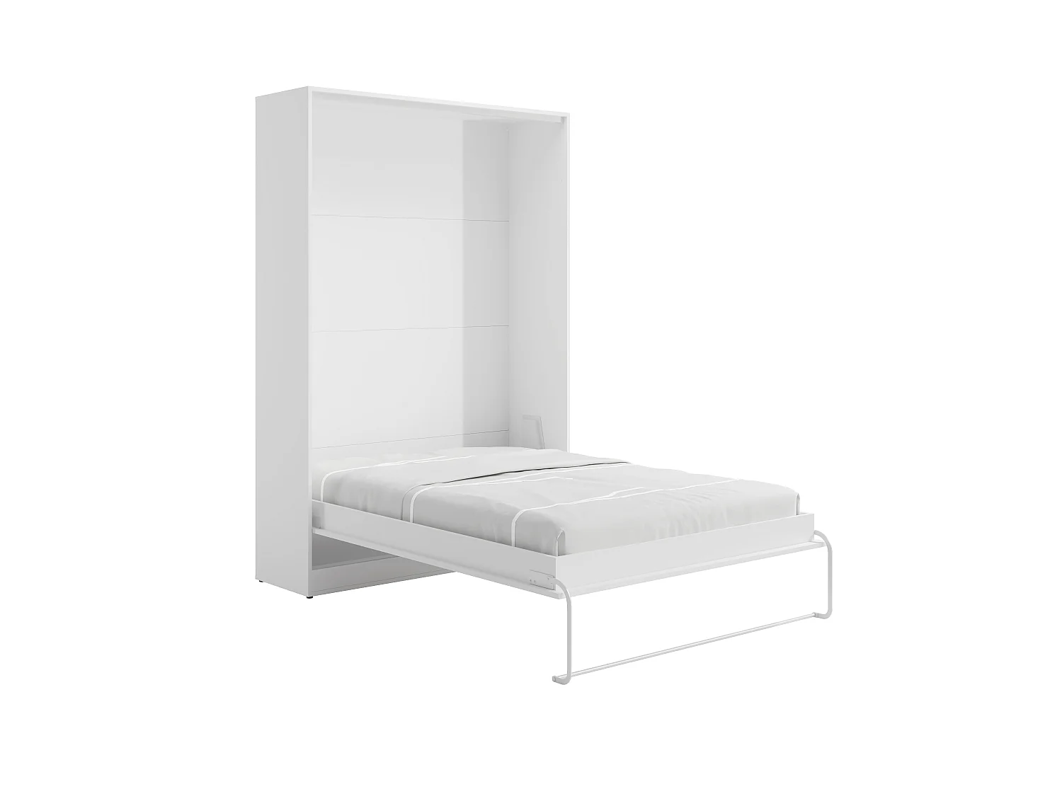 Skjulbar seng 160 x 200 cm - Manuell vertikal åpning - Hvit + Madrass - BEGANIO