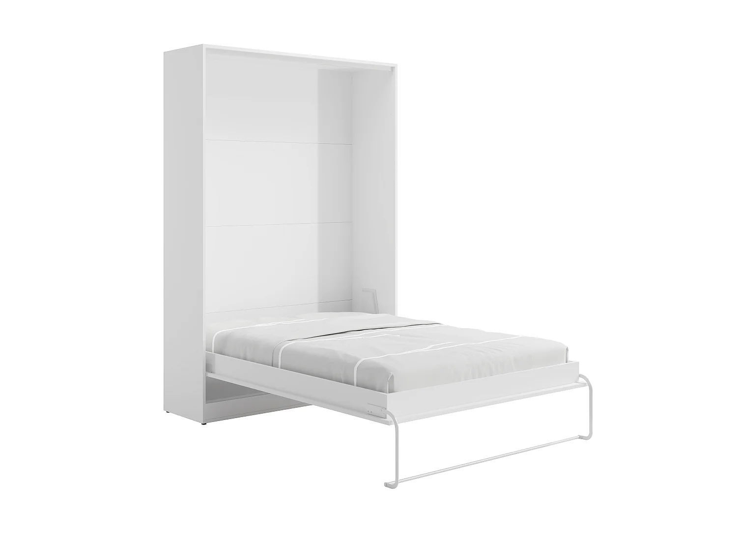 Infällbar säng 160 x 200 cm - Vertikal manuell öppning - Vit + Madrass - BEGANIO