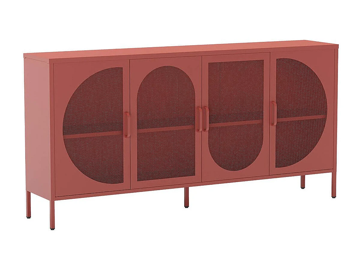 LIOVIA - Buffet 4 Portes Ajourées en Métal Terracotta