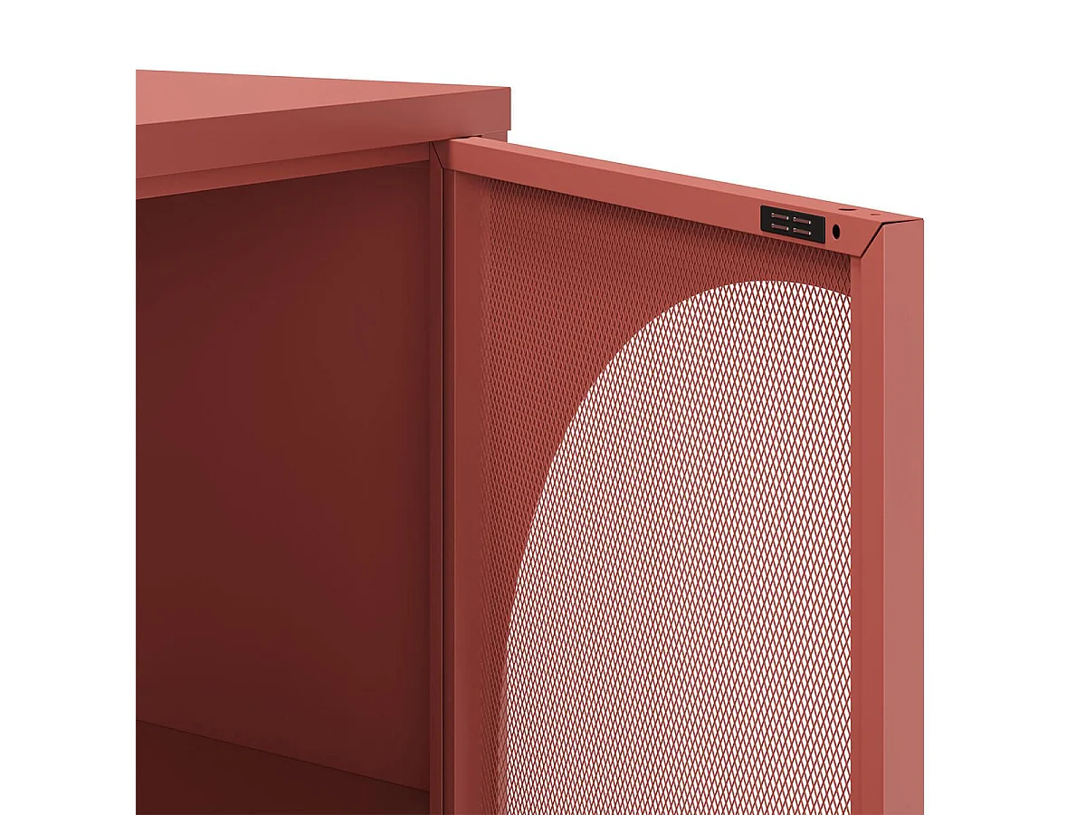 LIOVIA - Buffet 4 Portes Ajourées en Métal Terracotta