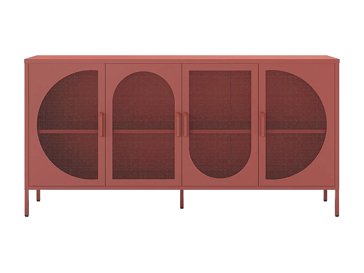 LIOVIA - Buffet 4 Portes Ajourées en Métal Terracotta