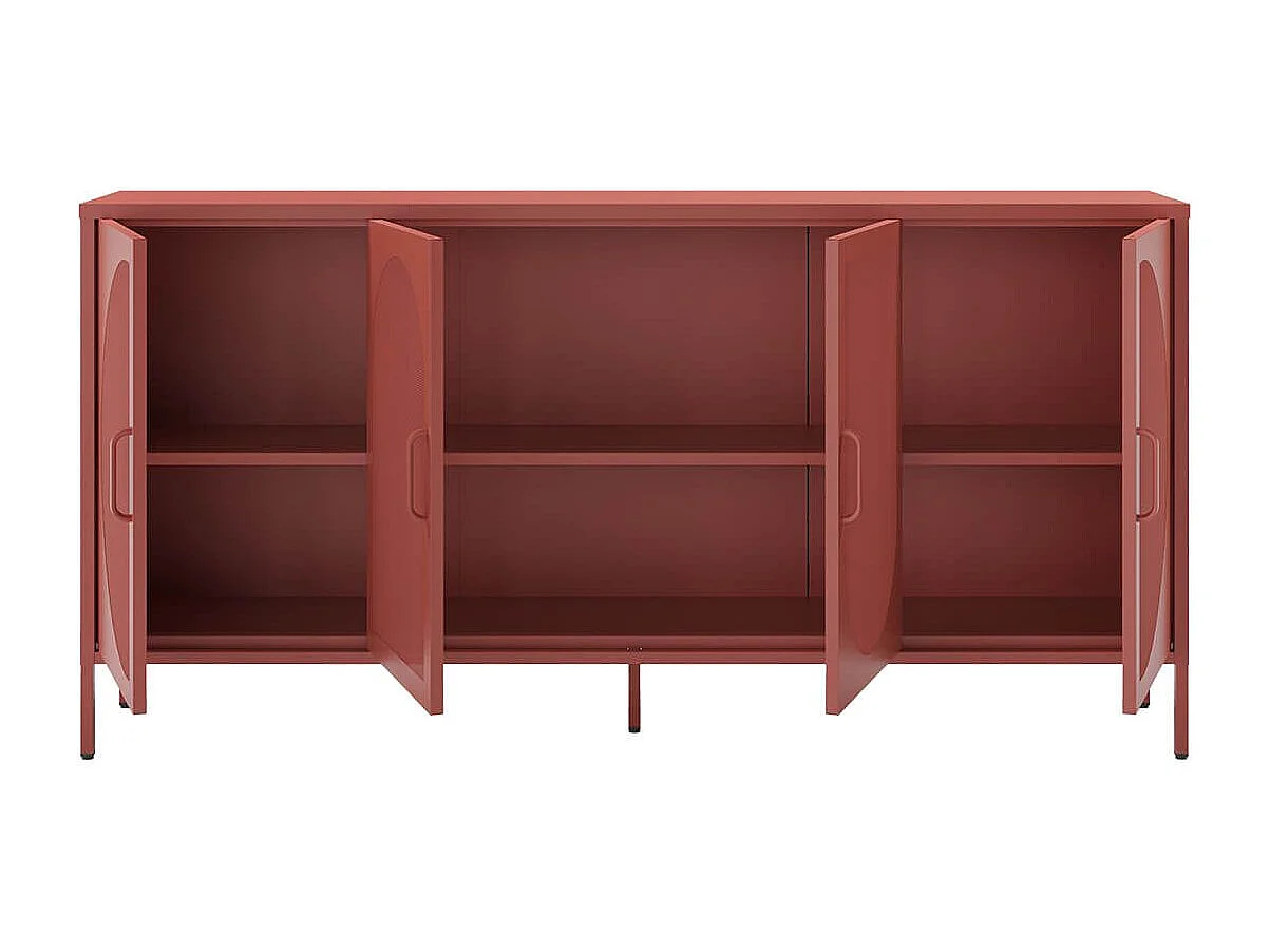 LIOVIA - Buffet 4 Portes Ajourées en Métal Terracotta