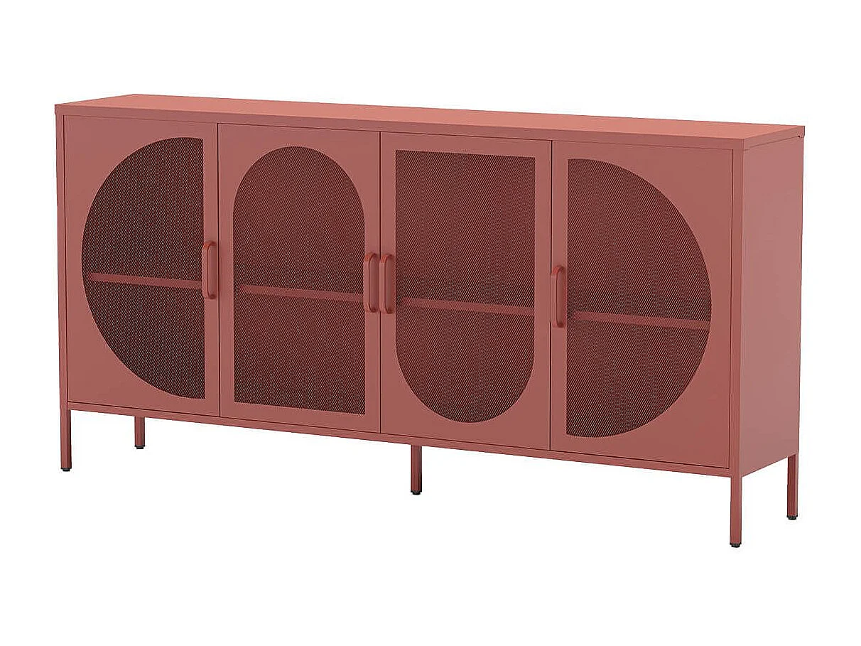 LIOVIA - Buffet 4 Portes Ajourées en Métal Terracotta