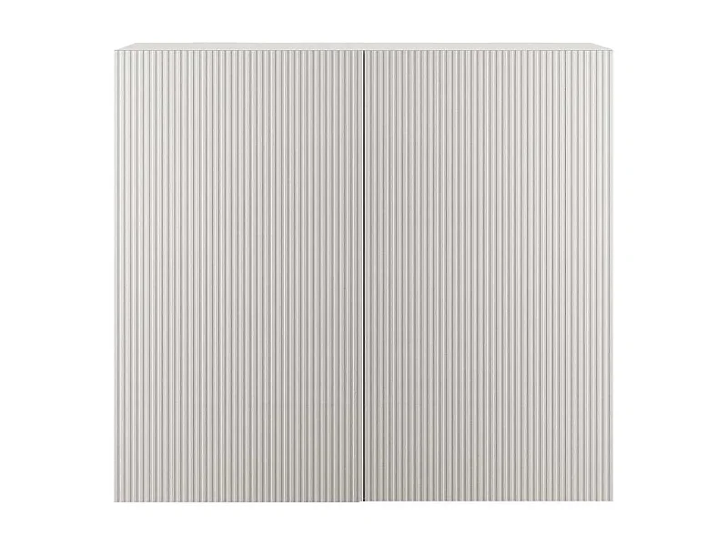 Rangement 2 portes blanc façades relief à stries verticales - JANEIRO BLANC