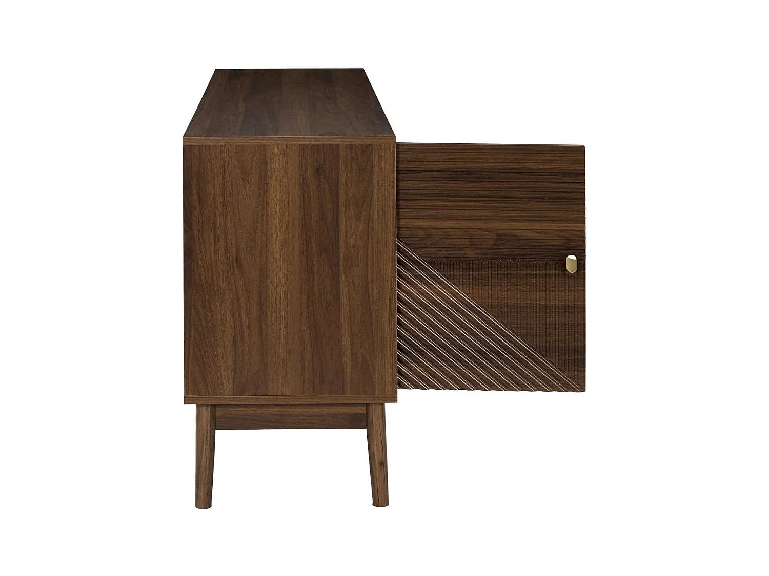 Buffet 2 portes 2 niches en bois et MDF pieds en pin teinté chêne foncé - COLETTE